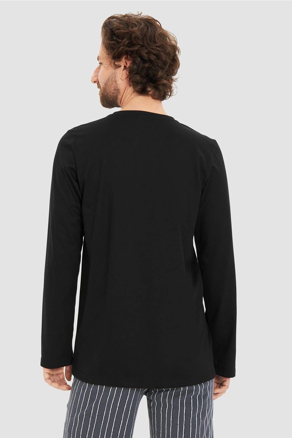 Rösch Herren Basic T-Shirt Langarm mit Rundhals Klassisch Baumwolle/Elasthan Flash Sale