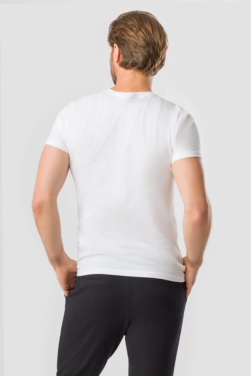 Rösch Herren Basic T-Shirt mit Rundhals Klassisch Baumwolle/Elasthan Online Shopping