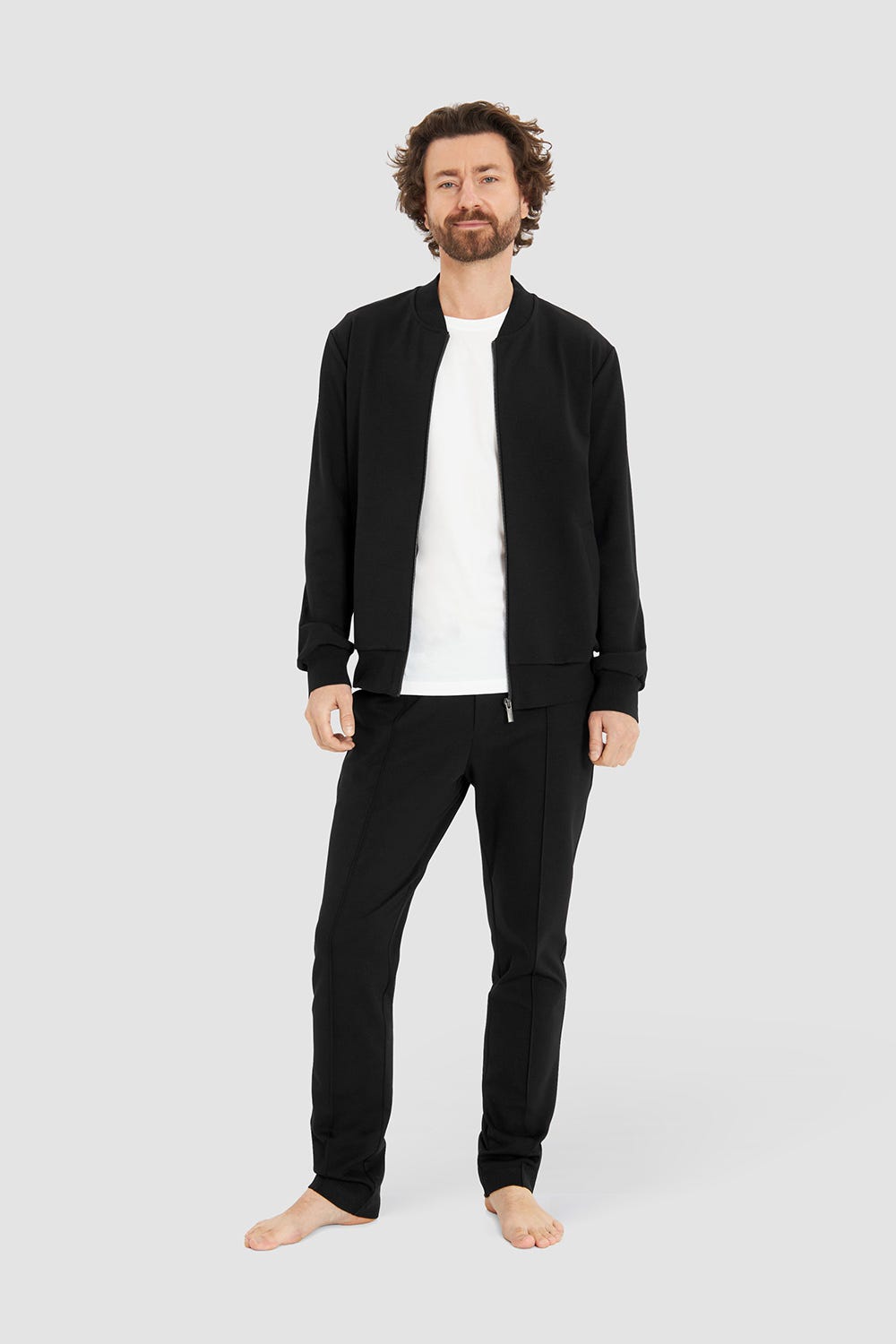 Rösch Herren Loungejacke Blouson College-Style Lässig Materialmix Exklusivangebot
