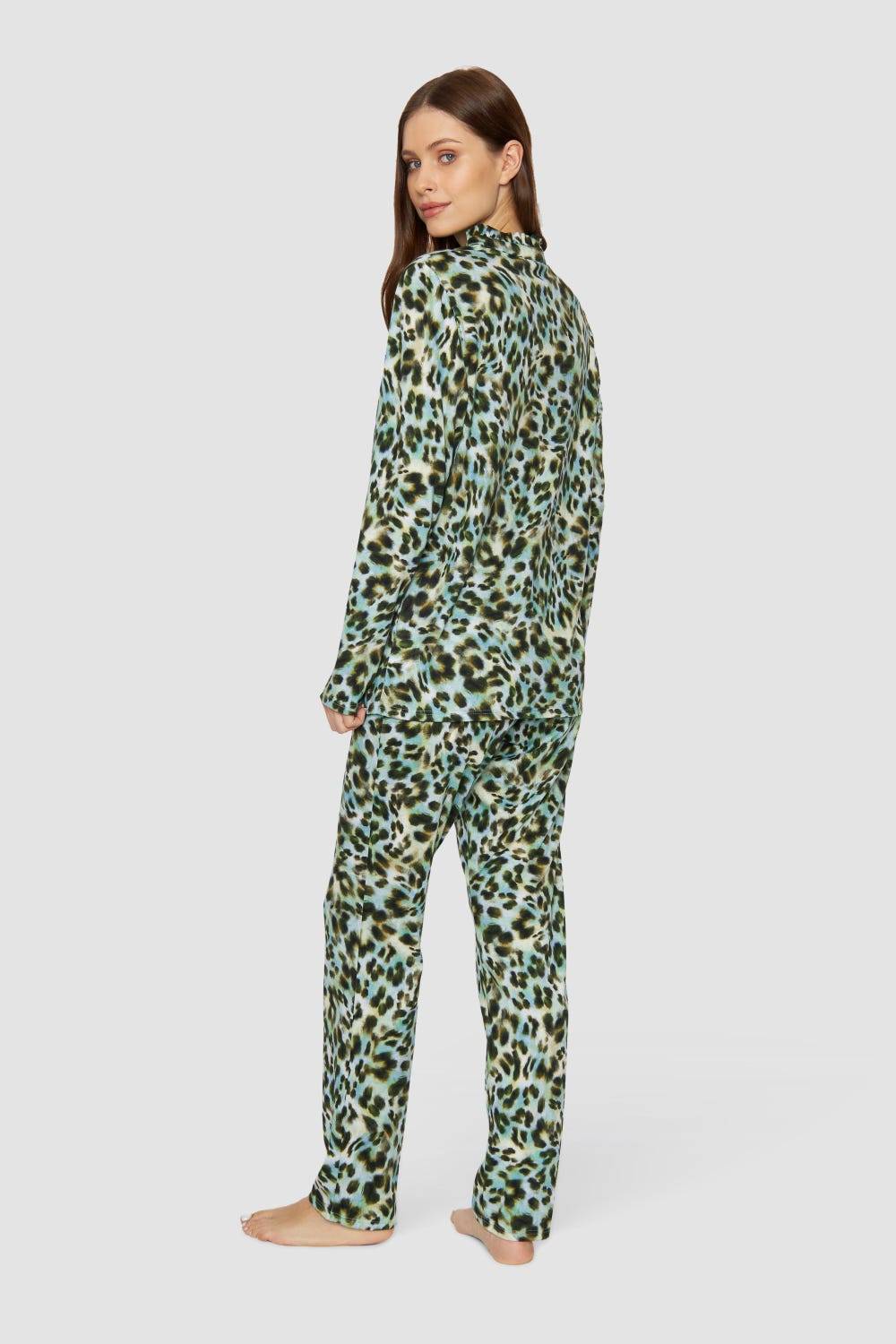 Rösch Pyjama im bunten Leo-Druck Baumwolle/Modal Jubiläumsangebot