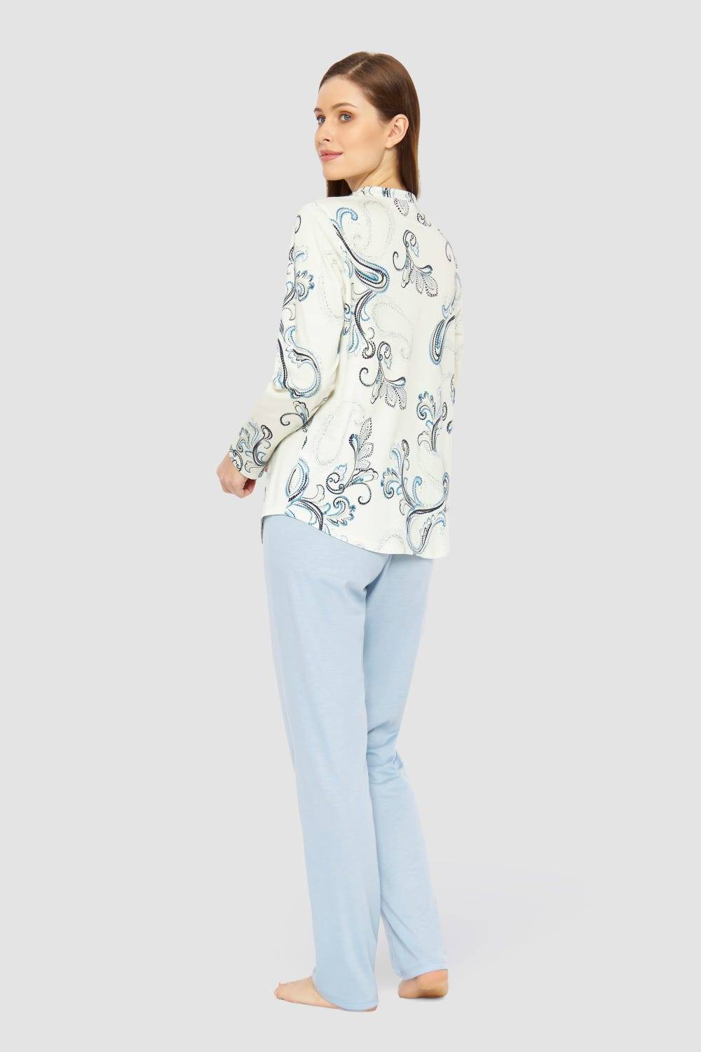 Rösch Pyjama mit Paisleydruck Hellblau Baumwolle/Modal Heißer Verkauf
