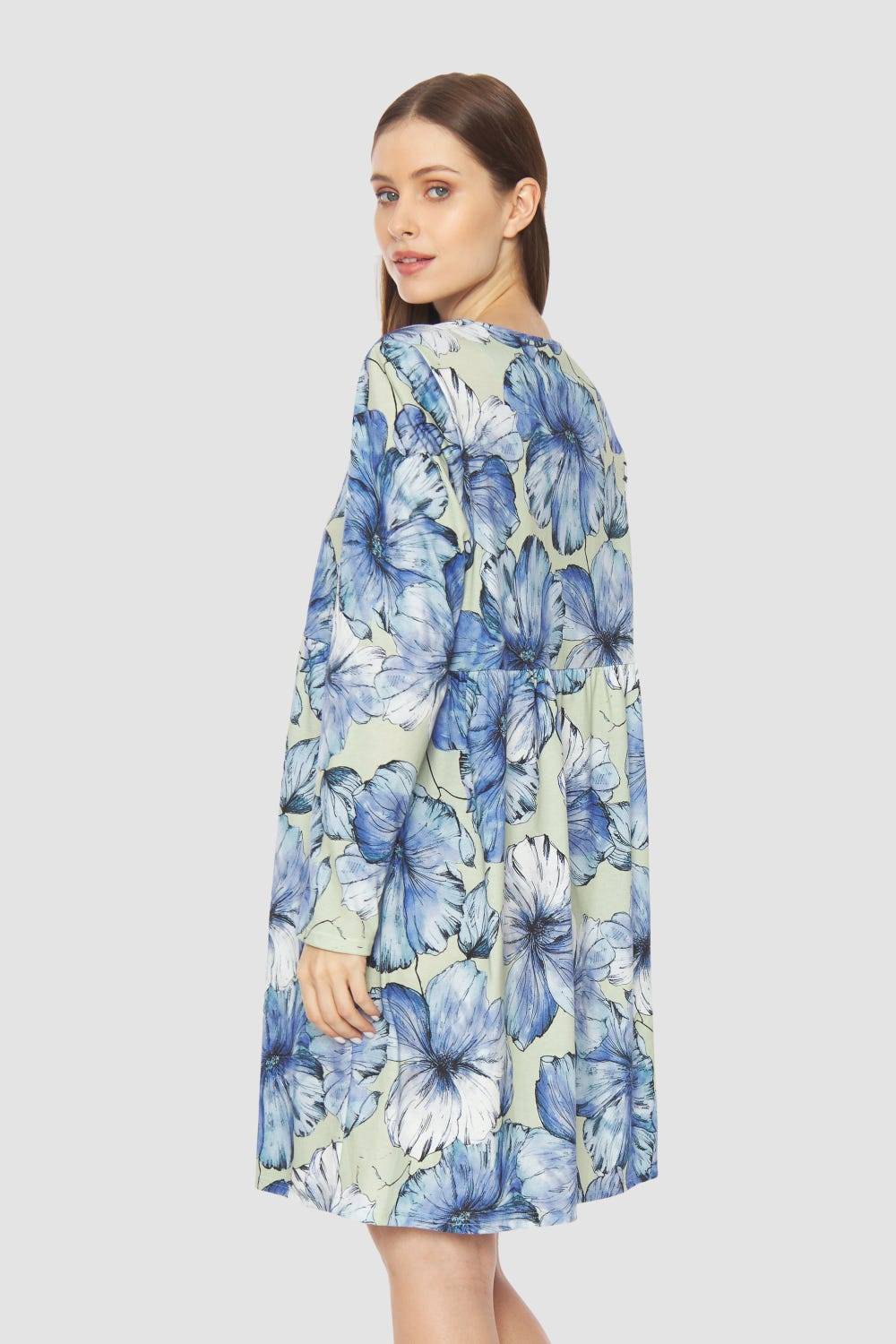 Rösch Nachthemd mit Stufenlook Hellblau 100% Baumwolle Top Angebot