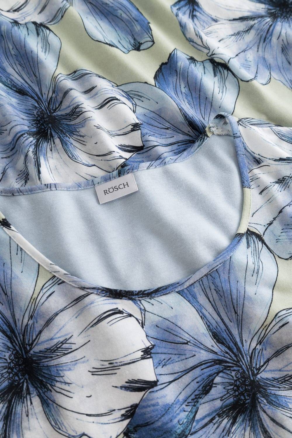 Rösch Nachthemd mit Stufenlook Hellblau 100% Baumwolle Top Angebot