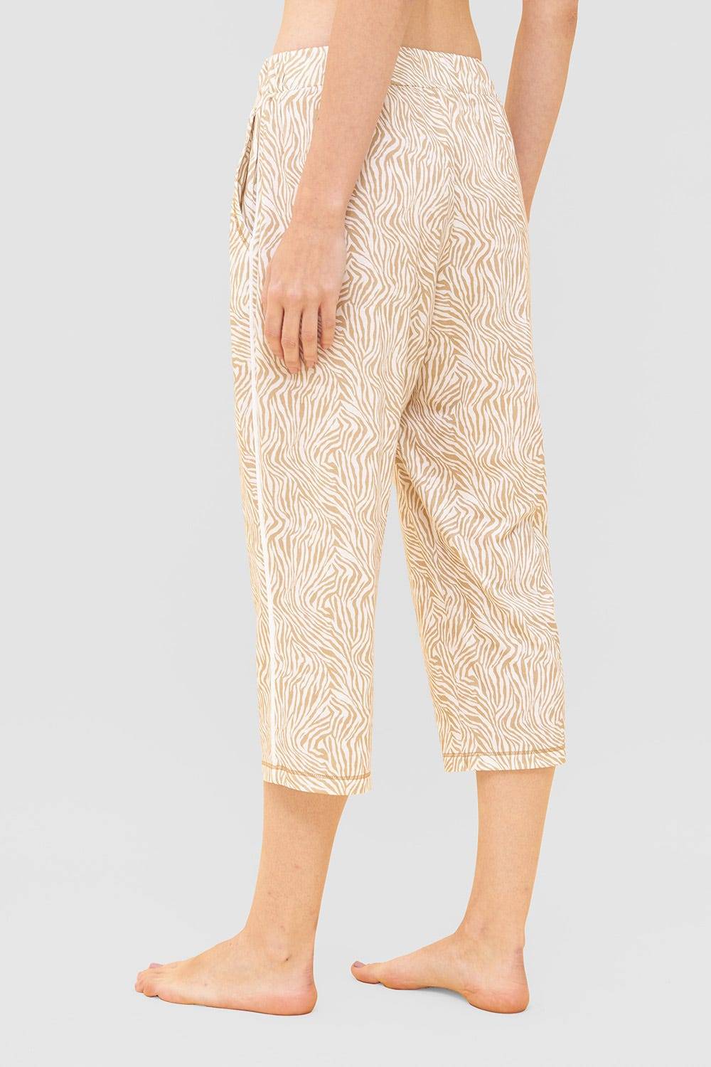 Rösch Hose im Zebra-Druck Beige Paspel Ziernähte Mix &amp; Match Baumwolle/Modal Online Outlet