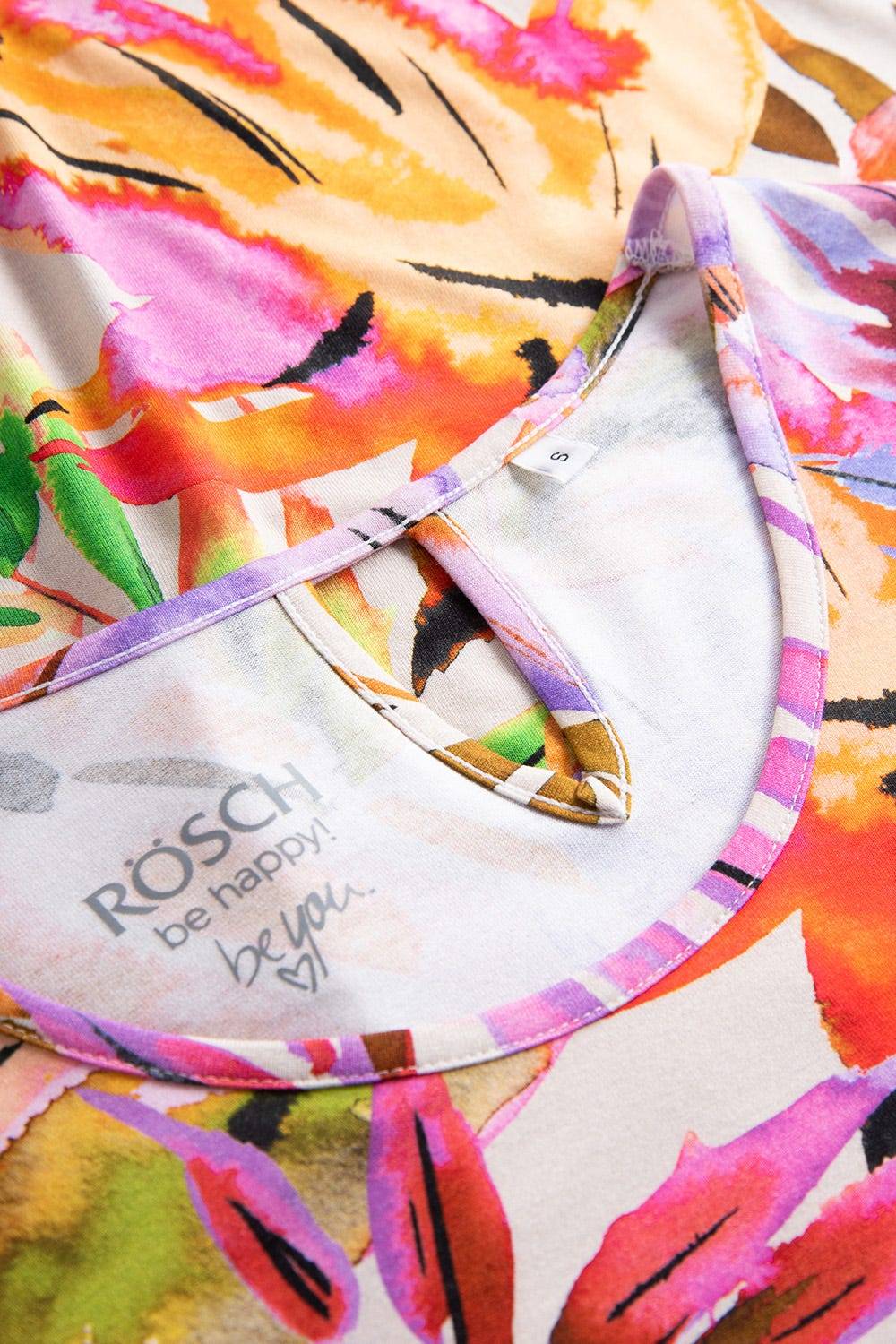 Rösch Nachthemd im fröhlichen Blätter-Druck Bunt Rundhals Sommer Viskose/Elasthan Große Rabatte