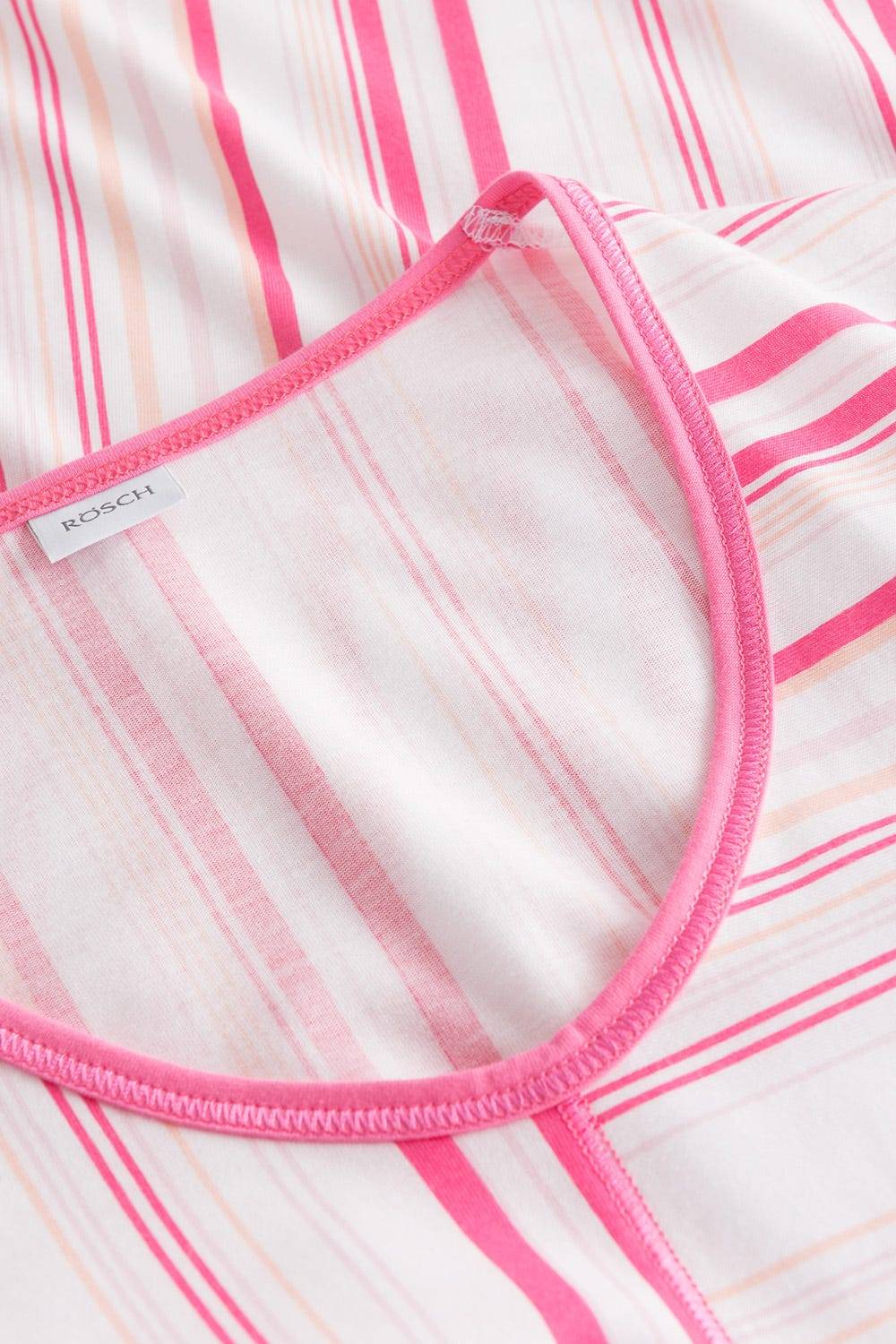Rösch Nachtkleid im rosa Streifendruck V-Ausschnitt Ziernähte 100% Baumwolle VIP-Rabatte