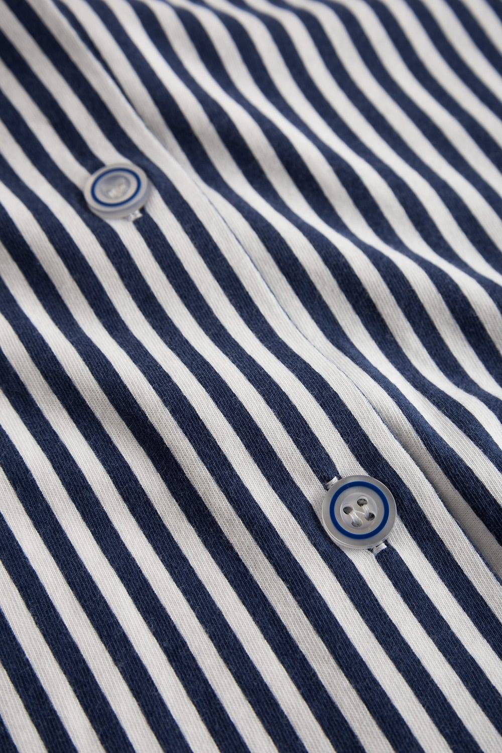 Rösch Pyjama im Streifendruck Herrenhemd-Stil Bermuda Knopfleiste 100% Baumwolle Kostenlose Rückgabe