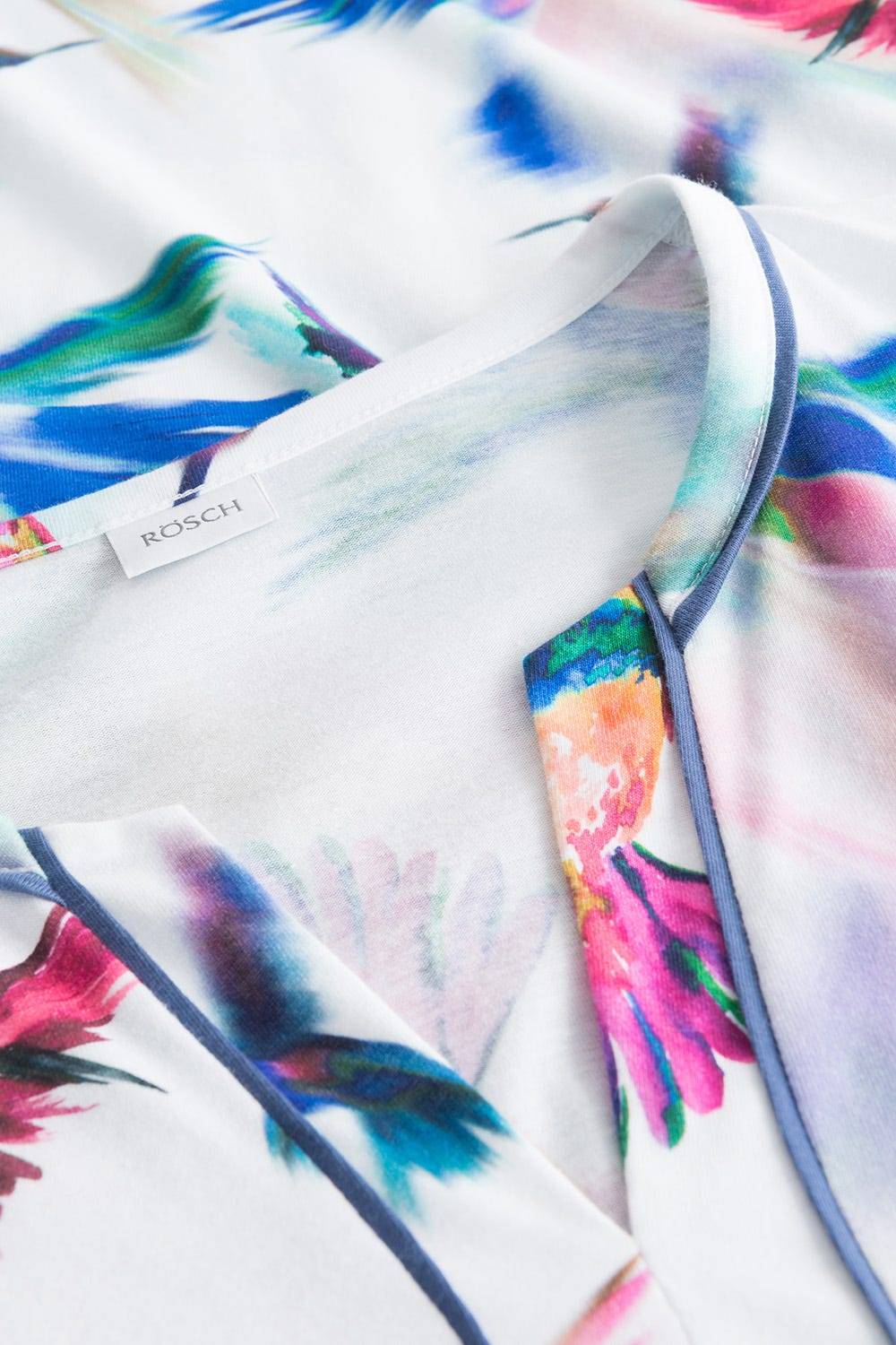 Rösch Nachtkleid im Vogel-Druck Kimono Paspeln Halbarm Maxi-Länge 100% Baumwolle Bis zu 50% Rabatt