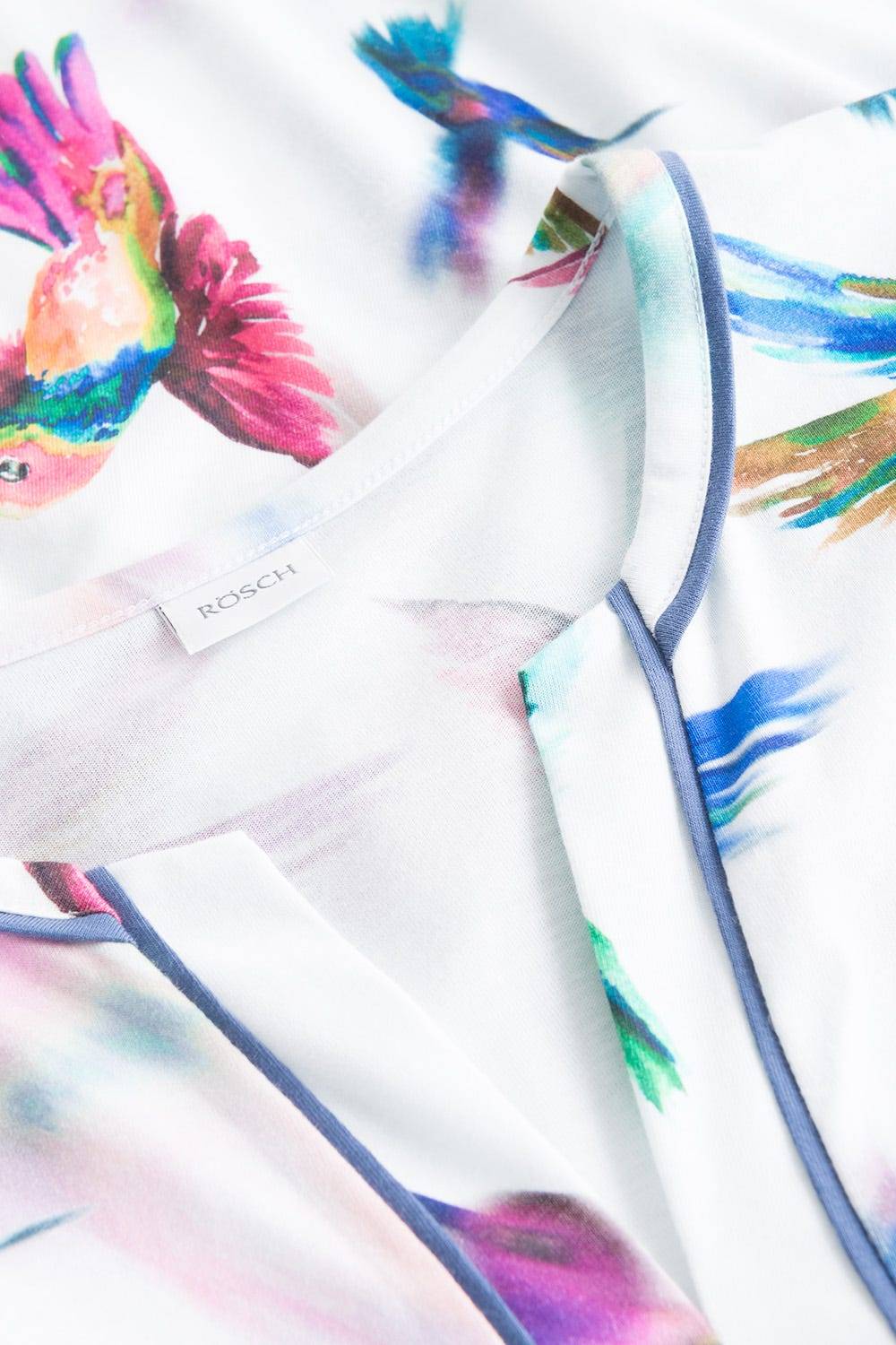 Rösch Pyjama im Vogel-Druck Kimono Paspeln Halbarm 100% Baumwolle Bis zu 60% Rabatt