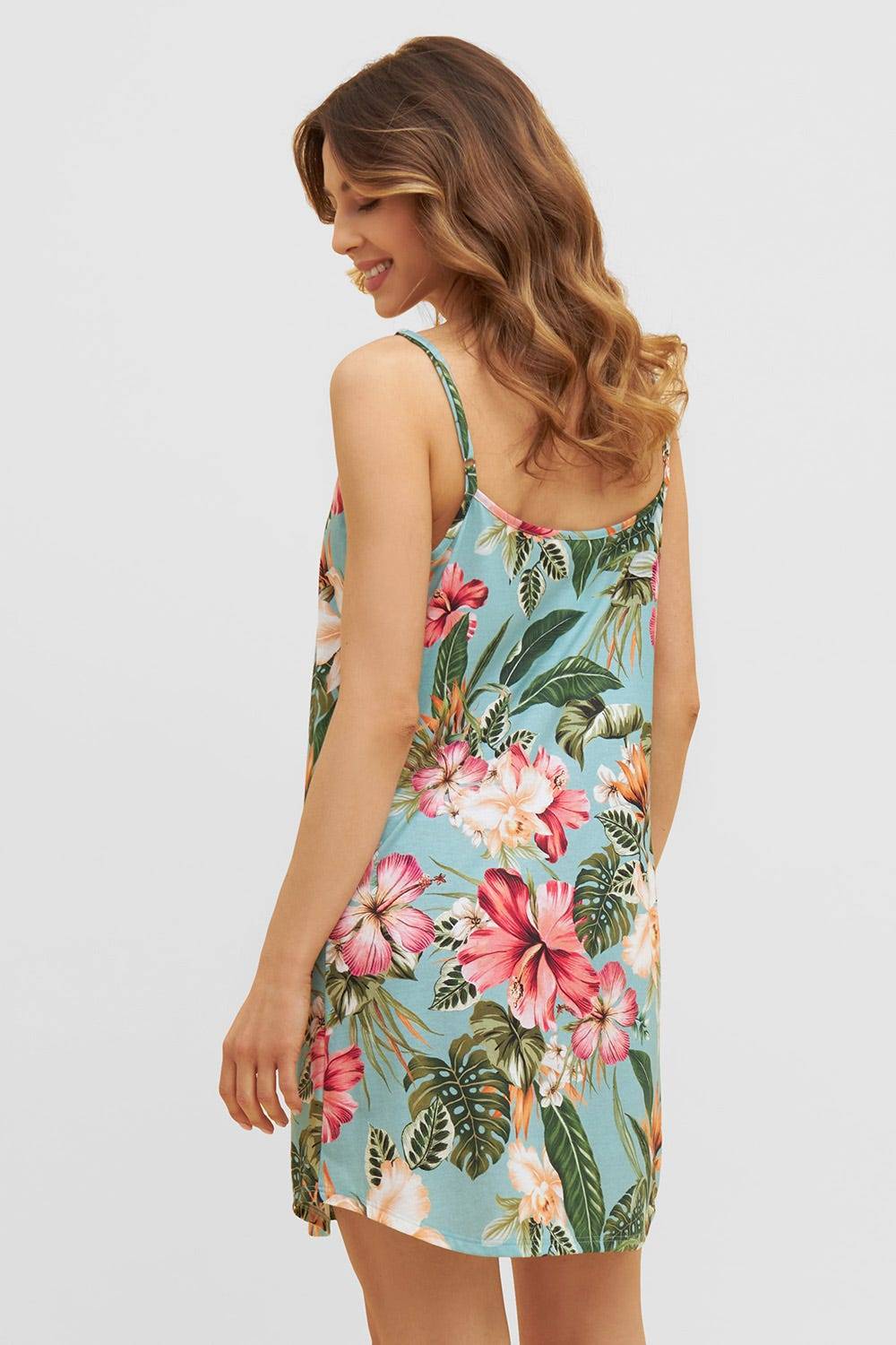 Rösch Trägerkleid im tropischen Druck Spaghetti-Träger Baumwolle/Modal Nur für heute
