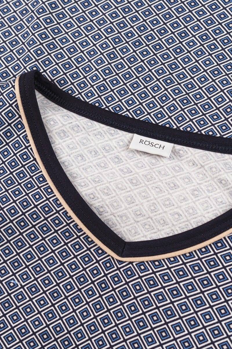Rösch Herren Pyjama mit Minimalprint Blau Klassisch 100% Baumwolle Sonderangebot der Fabrik
