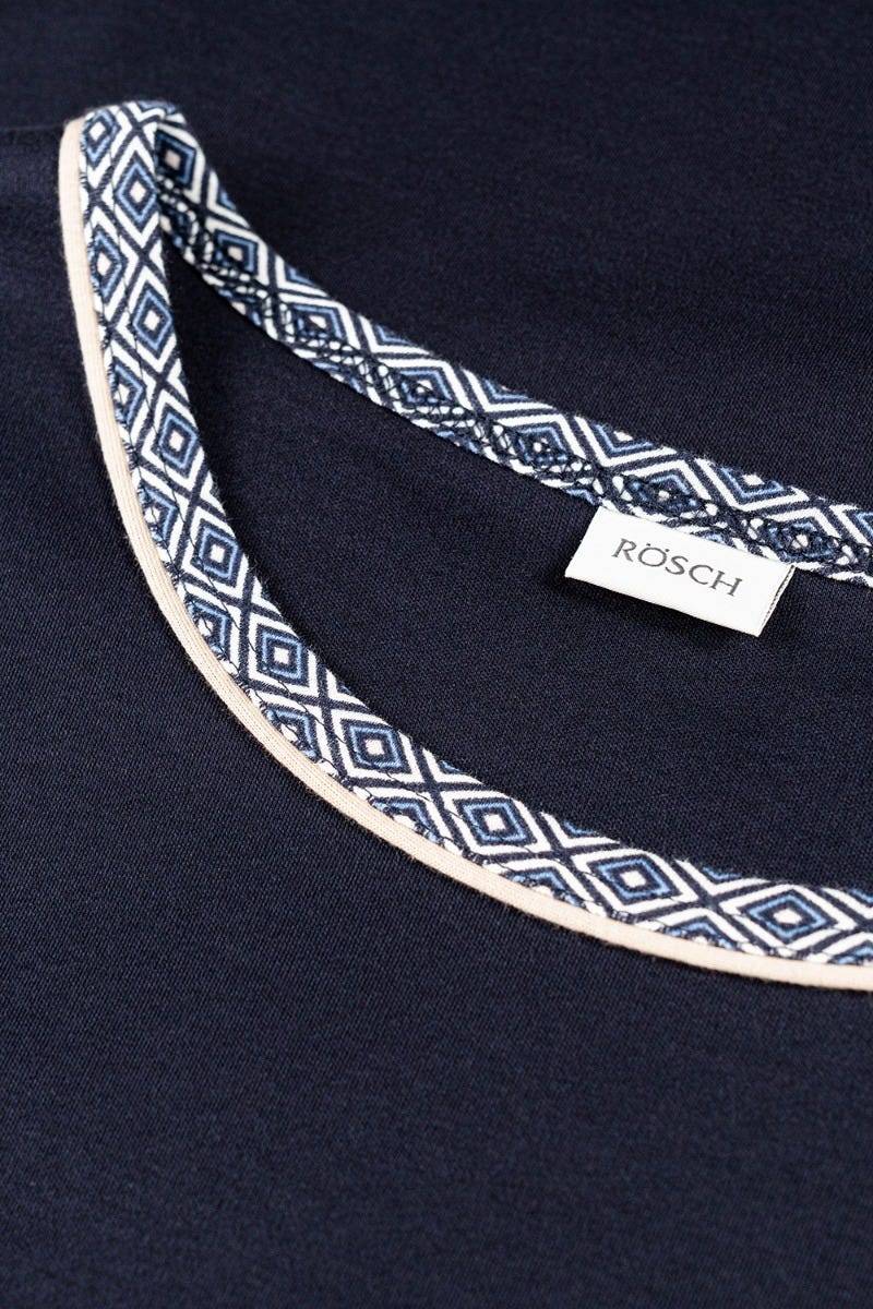 Rösch Herren Pyjama mit Minimalprint Blau Raffungen Paspeln 100% Baumwolle Vierteljährliche Förderung