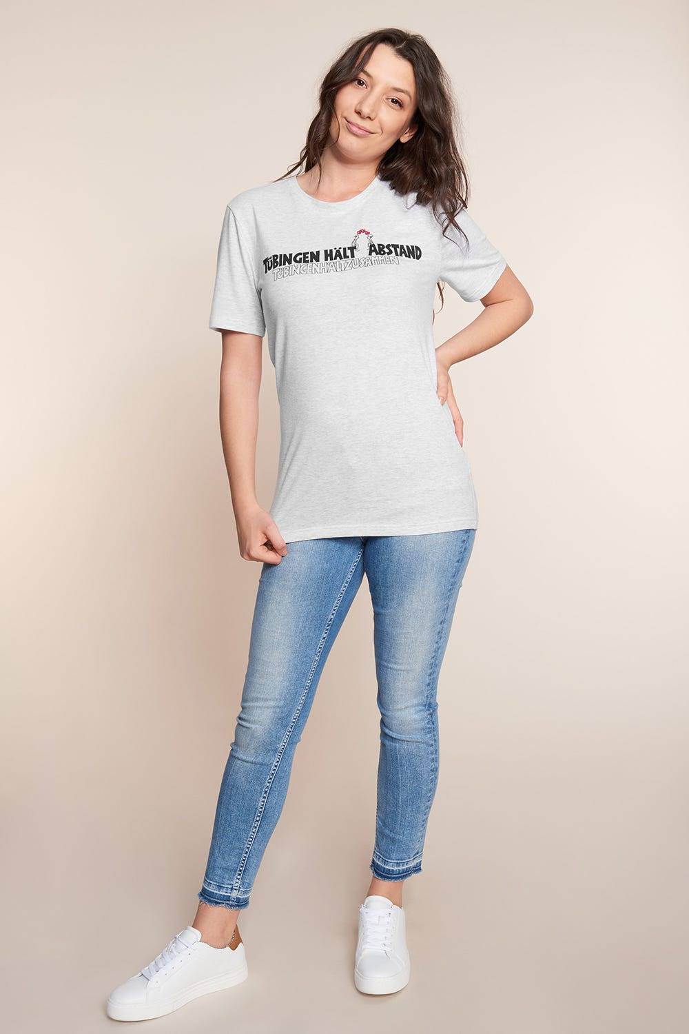 Rösch Charity-Shirt, Limitiertes T-Shirt mit Motivdruck - &quot;Tübingen hält Abstand&quot; Riesige Rabatte