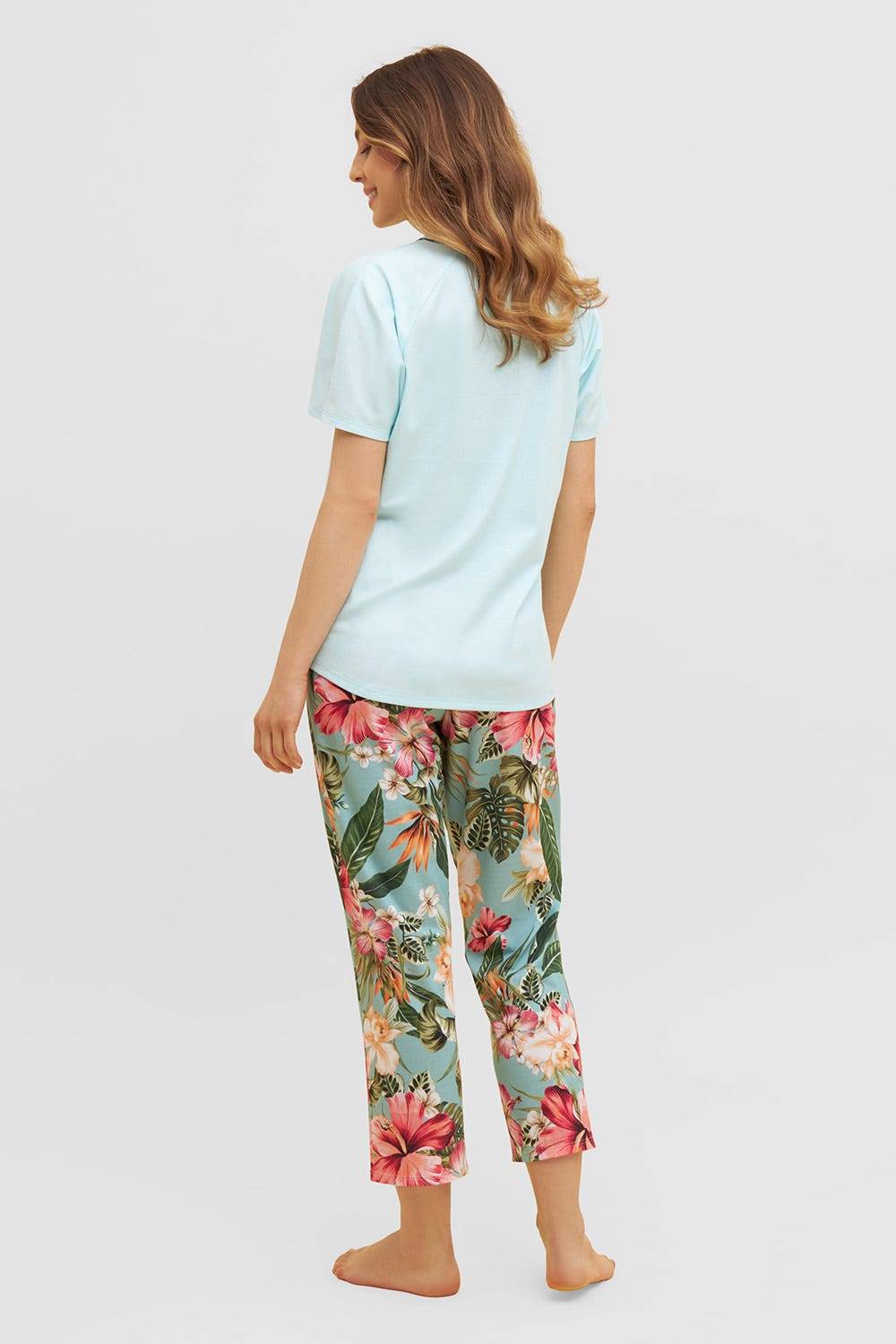 Rösch Pyjama mit tropischem Druck 7/8-Hose Raglan Baumwolle/Modal Rabatte dieses Monats