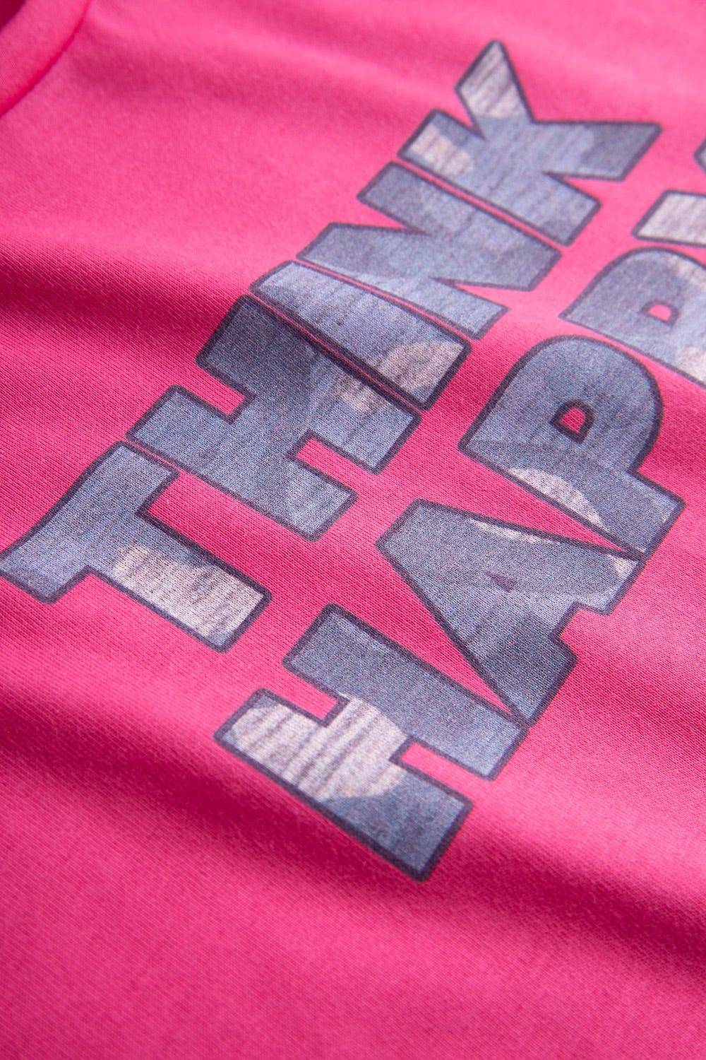 Rösch Nachthemd mit Schriftzug &quot;Think Happy&quot; Pink Kurzarm 100% Baumwolle 2025