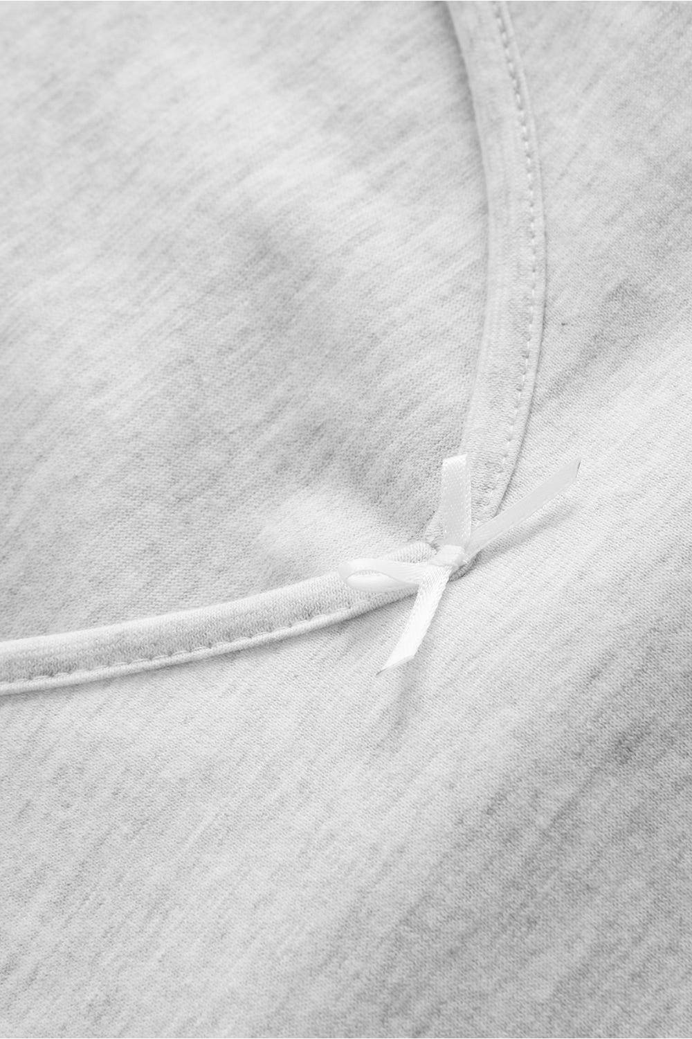 Rösch Pyjama mit Zierschleife und Spitze Grau Langarm 100% Baumwolle Günstiger Verkauf