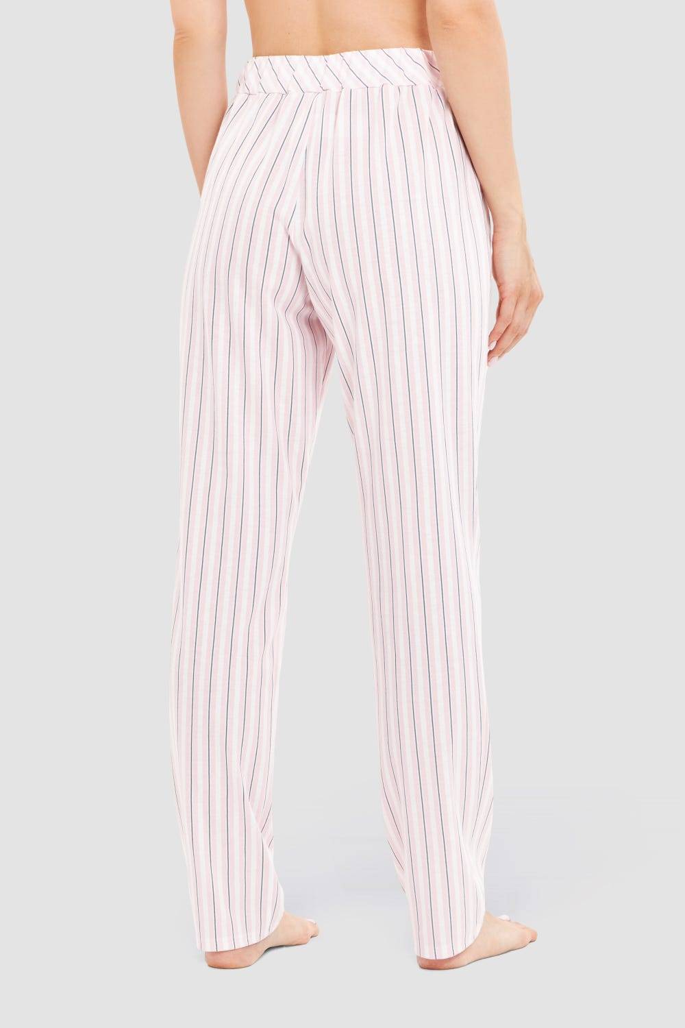 Rösch Basic Pyjamahose Lang im Streifendruck Rosa-Grau Rabatt