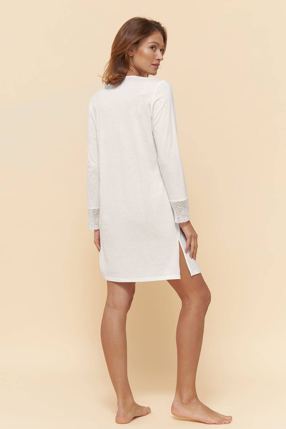 Rösch Nachthemd mit eleganten Spitzen-Details einfarbig romantisch verspielt Baumwolle/Modal Osterangebot