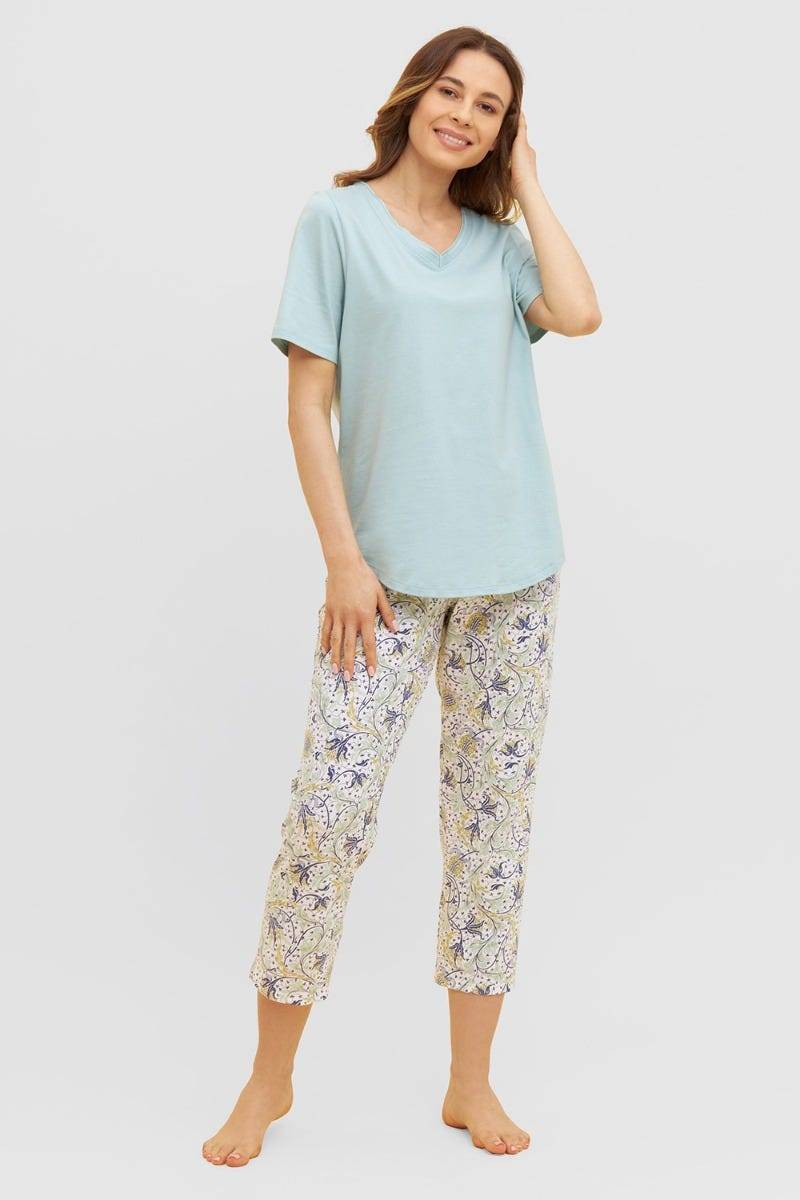 Rösch Basic T-Shirt mit Zierstichen Pyjamashirt Mix &amp; Match 1884801 Vatertagsangebot