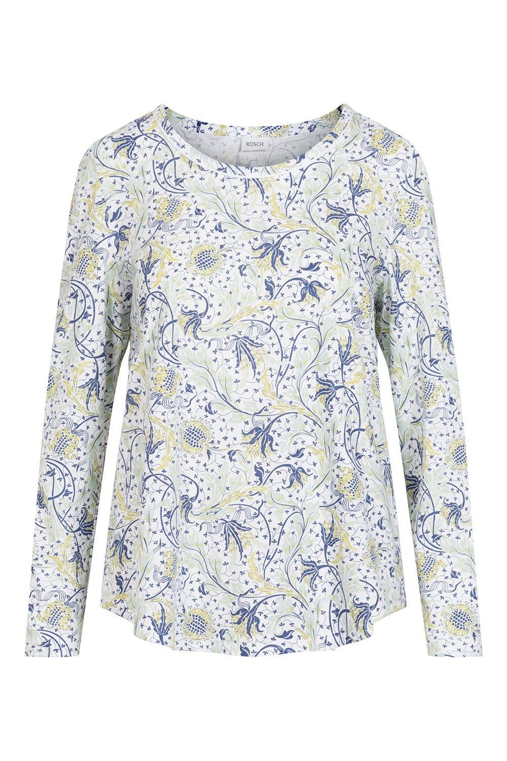Rösch Basic Pyjamashirt Langarm im floralen Ornament-Print Mix &amp; Match 1884806 Jubiläumsangebot