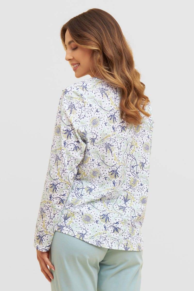 Rösch Basic Pyjamashirt Langarm im floralen Ornament-Print Mix &amp; Match 1884806 Jubiläumsangebot