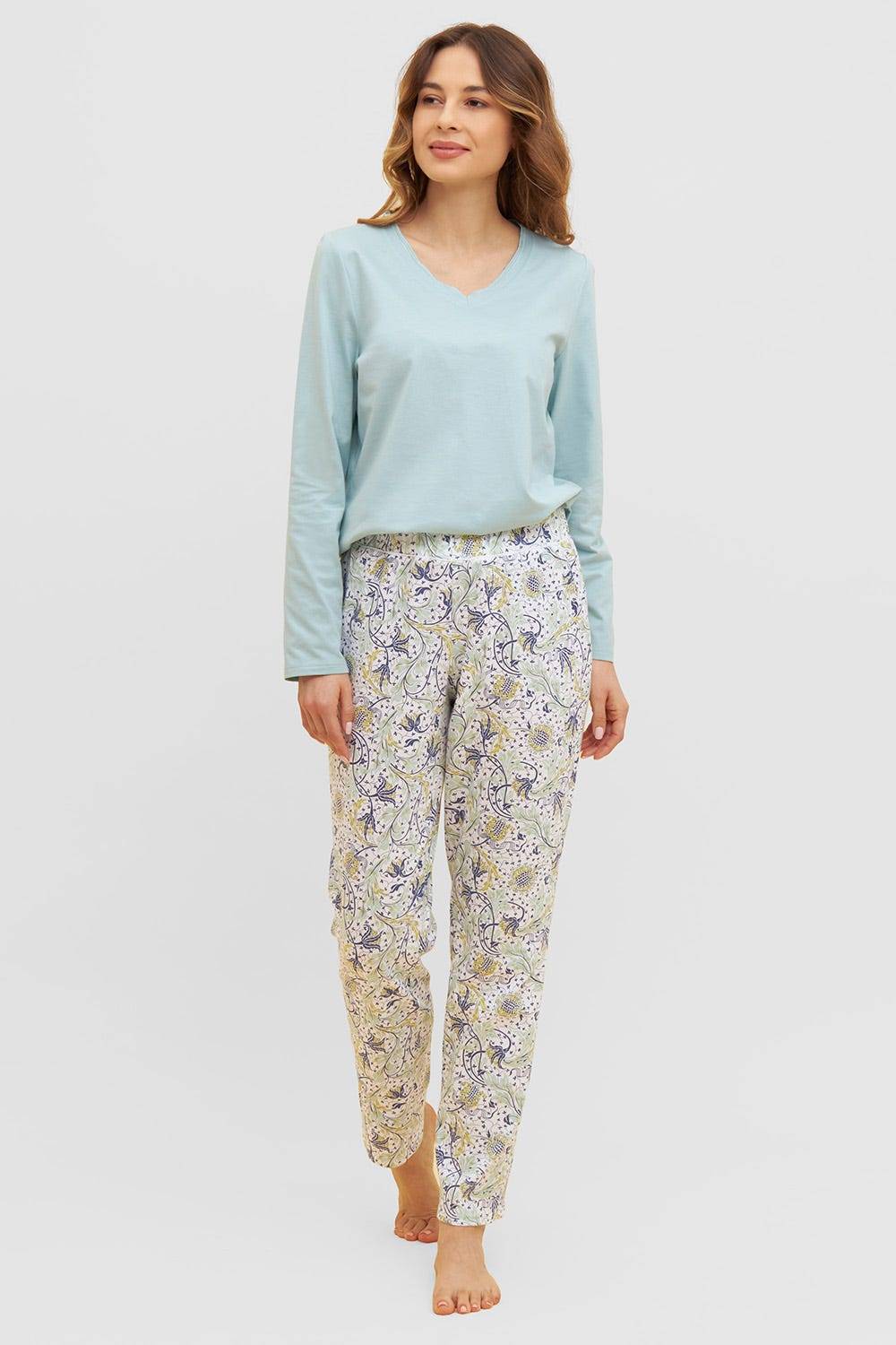 Rösch Basic Pyjamahose lang im floralen Ornament-Print Mix &amp; Match 1884808 Top Angebot