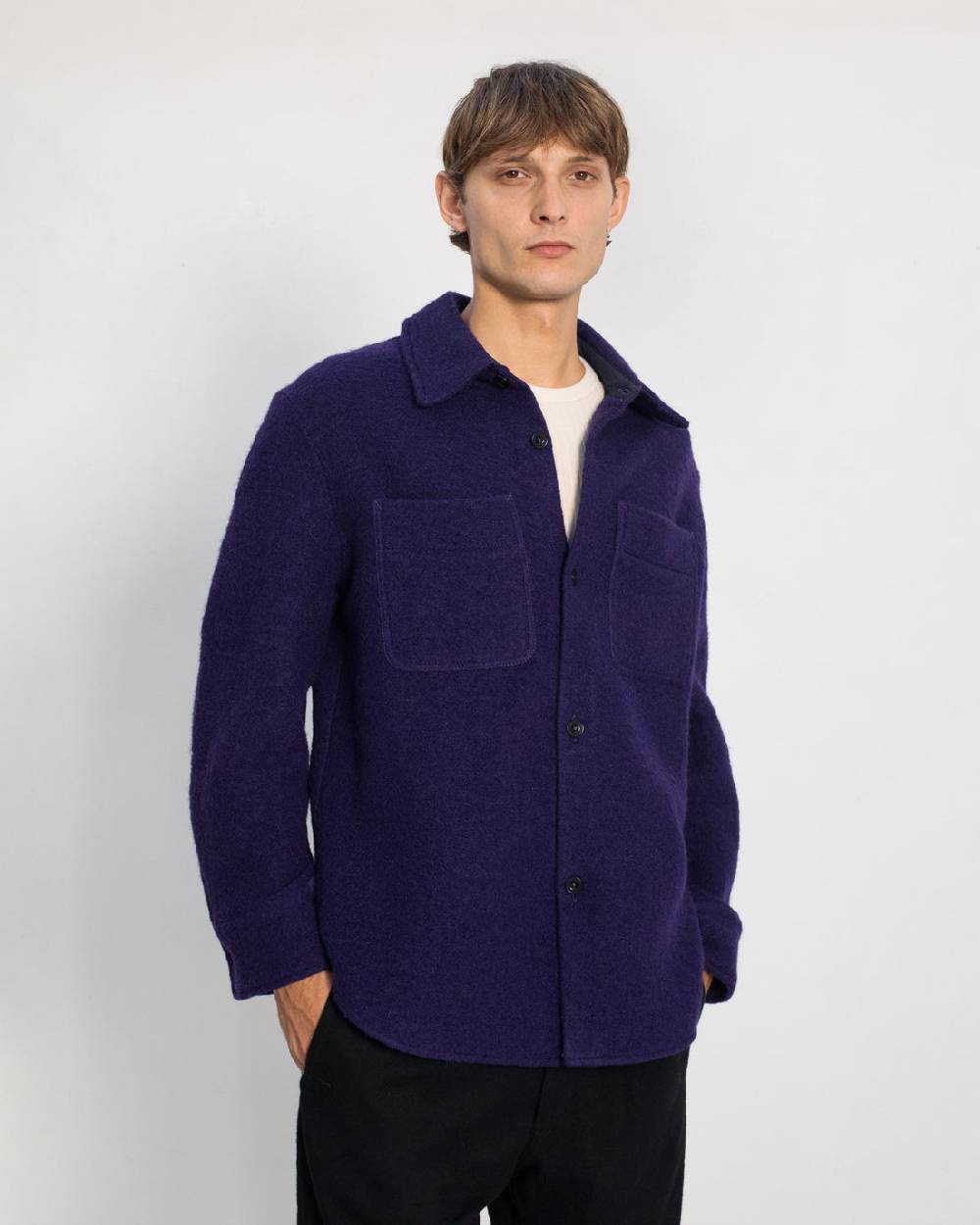 Rotholz Dickes Overshirt Bio Wollmischung - Lila Top Angebot