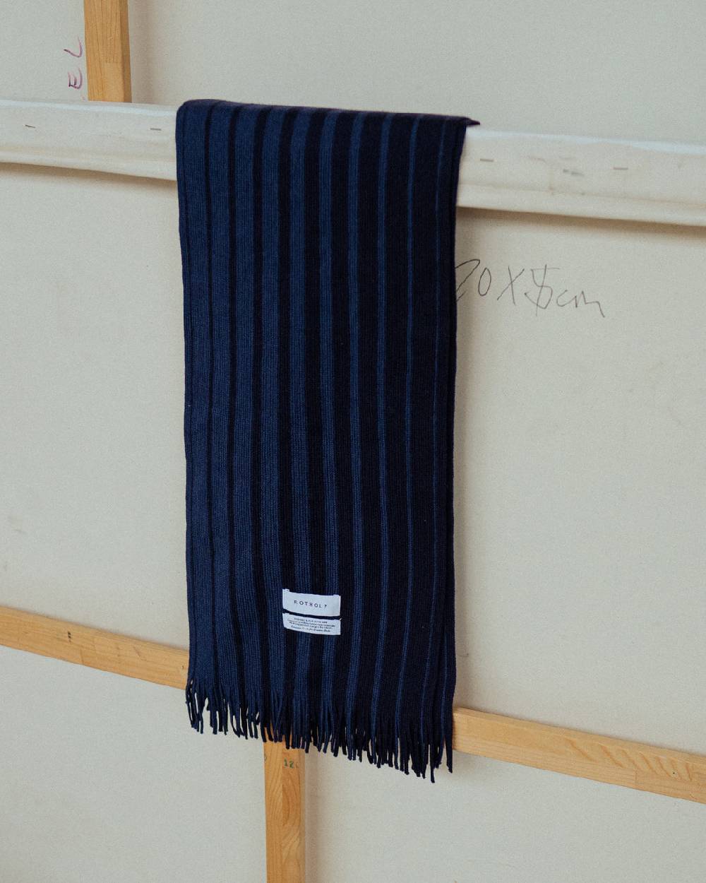 Rotholz Gestrickter Schal Merinowolle - Blau Gestreift Online Outlet