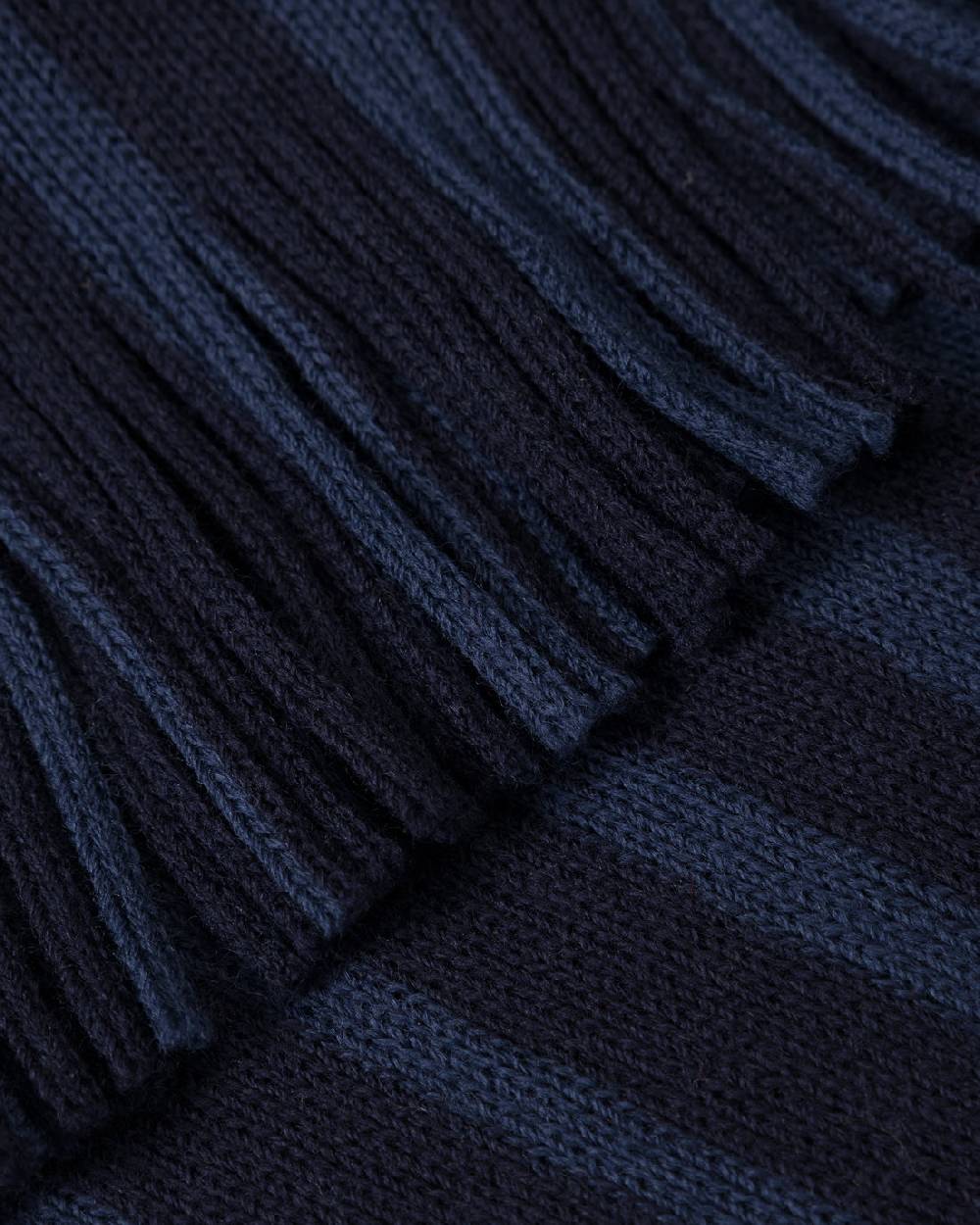 Rotholz Gestrickter Schal Merinowolle - Blau Gestreift Online Outlet