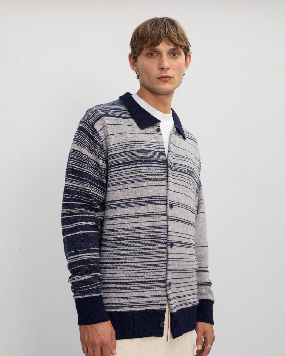 Rotholz Strick Shirt Merinowolle - Blau Gestreift Zeitlich begrenztes Angebot