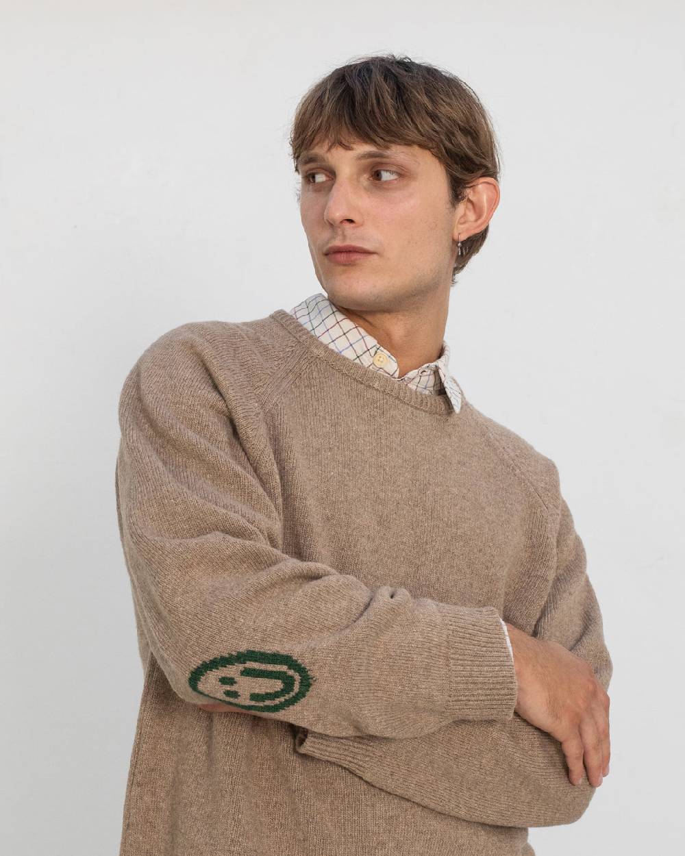 Rotholz Smiley Strickpullover Recycelte Wolle - Beige Exklusive Angebote