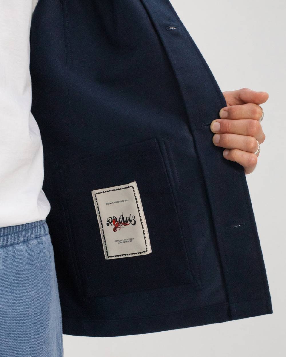 Rotholz Schwere Moleskin Jacke Bio Baumwolle - Blau Kauf eins, bekomm eins gratis