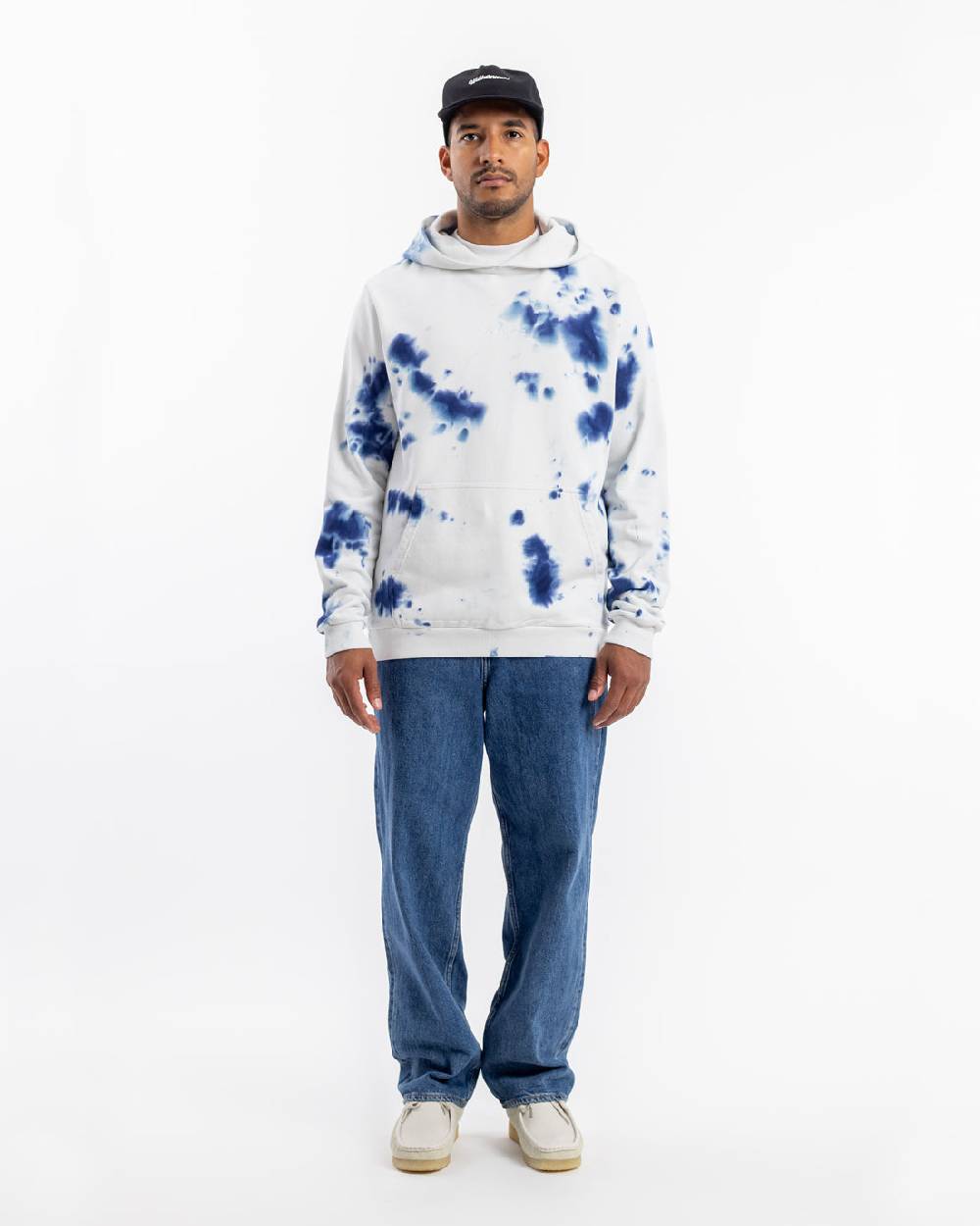 Rotholz Batik Hoodie Bio Baumwolle - Blau/Off-White Zeitbegrenzte Promotion