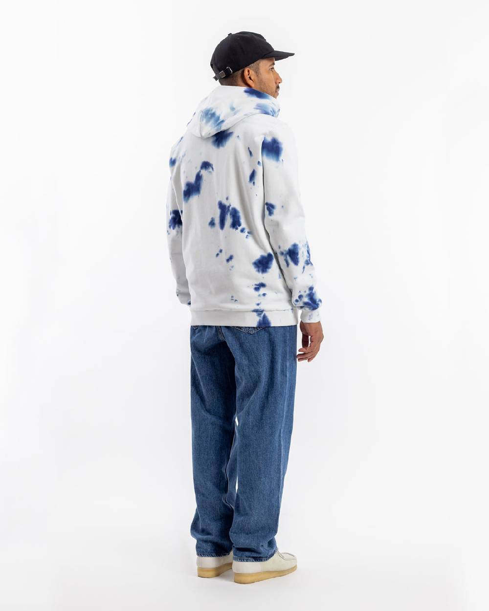 Rotholz Batik Hoodie Bio Baumwolle - Blau/Off-White Zeitbegrenzte Promotion