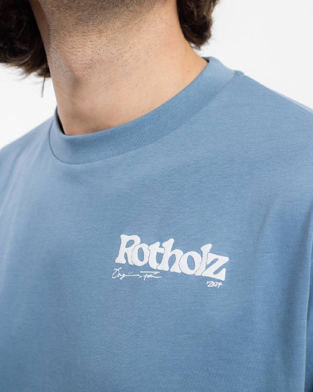 Rotholz Retro Logo T-Shirt Bio Baumwolle - Hellblau Bis zu 60% Rabatt