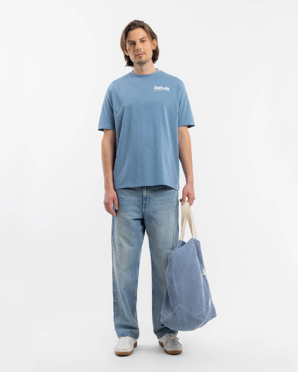 Rotholz Retro Logo T-Shirt Bio Baumwolle - Hellblau Bis zu 60% Rabatt