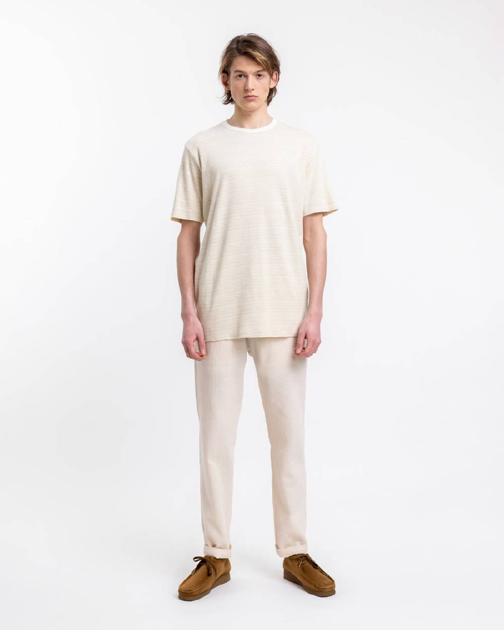 Rotholz Gestreiftes T-Shirt Creme Nur für heute