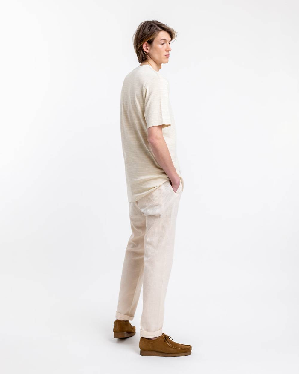 Rotholz Gestreiftes T-Shirt Creme Nur für heute