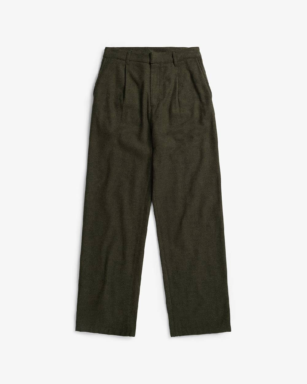 Rotholz High Waist Flanell Hose Bio Baumwolle - Moosgrün