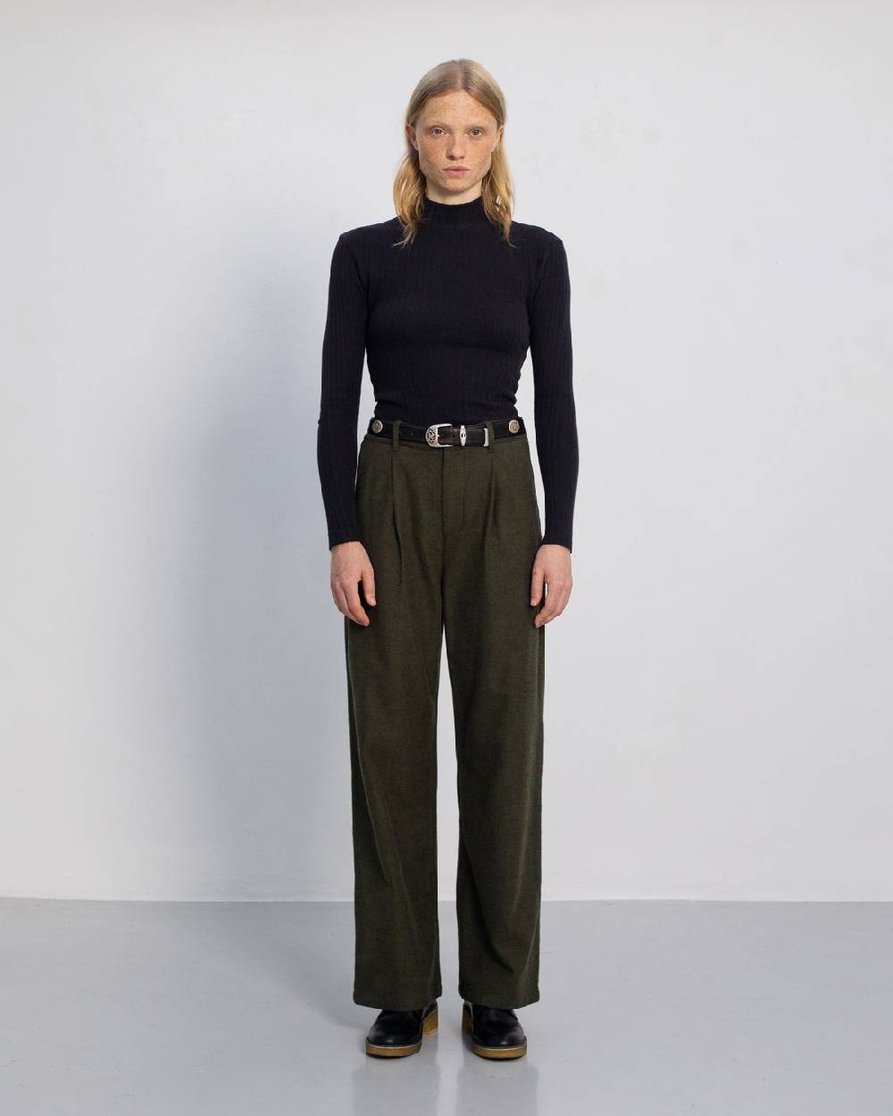 Rotholz High Waist Flanell Hose Bio Baumwolle - Moosgrün Bis zu 55% Rabatt