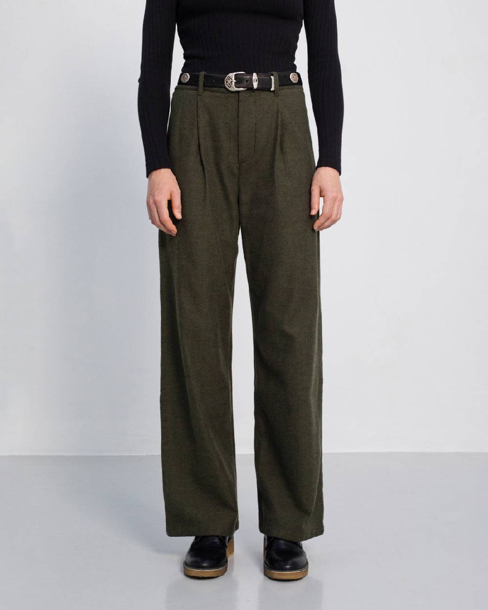 Rotholz High Waist Flanell Hose Bio Baumwolle - Moosgrün Bis zu 55% Rabatt