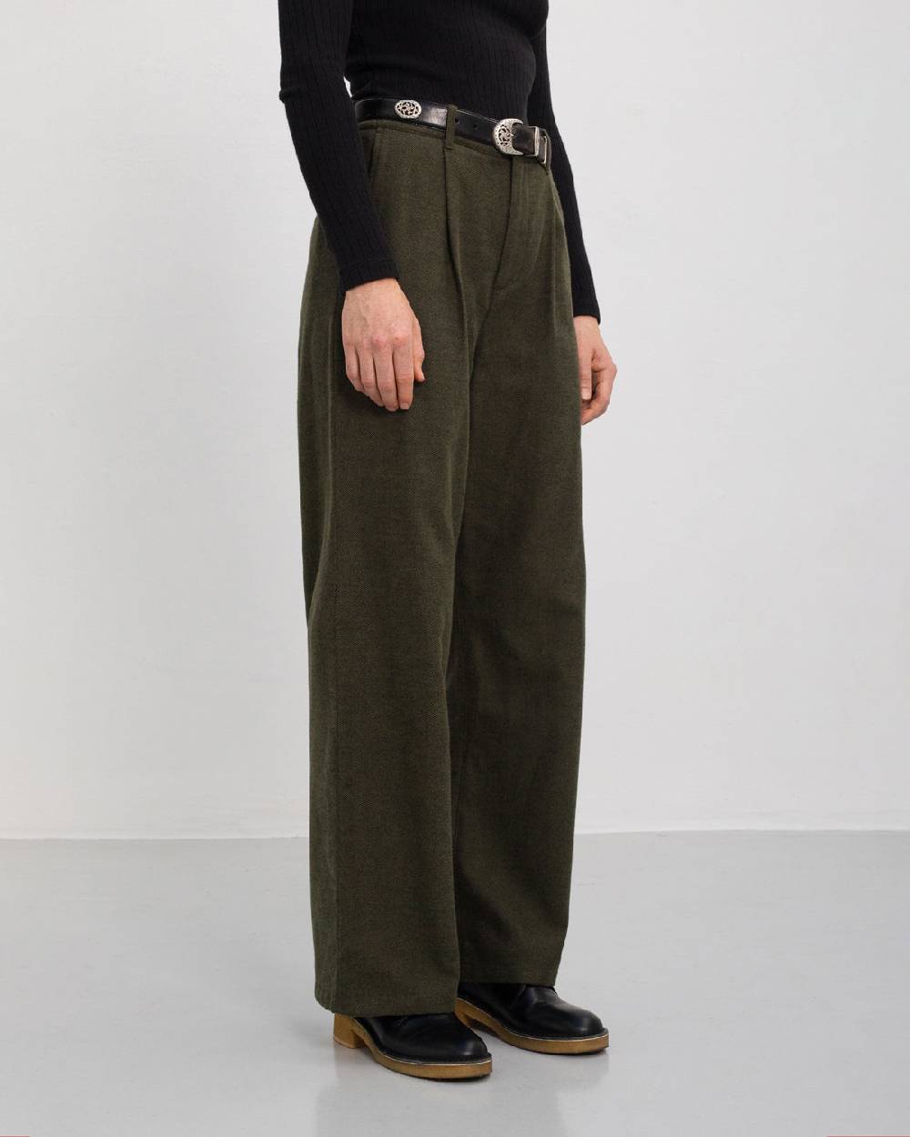 Rotholz High Waist Flanell Hose Bio Baumwolle - Moosgrün Bis zu 55% Rabatt