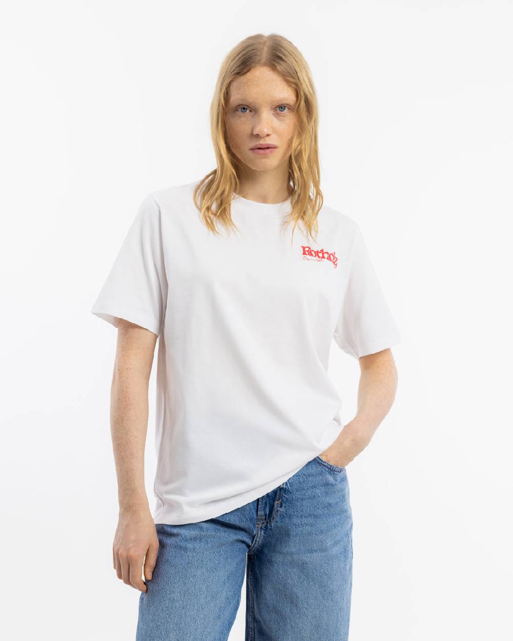 Rotholz Retro Logo T-Shirt Bio Baumwolle - Weiß Limitierter Zeitrabatt