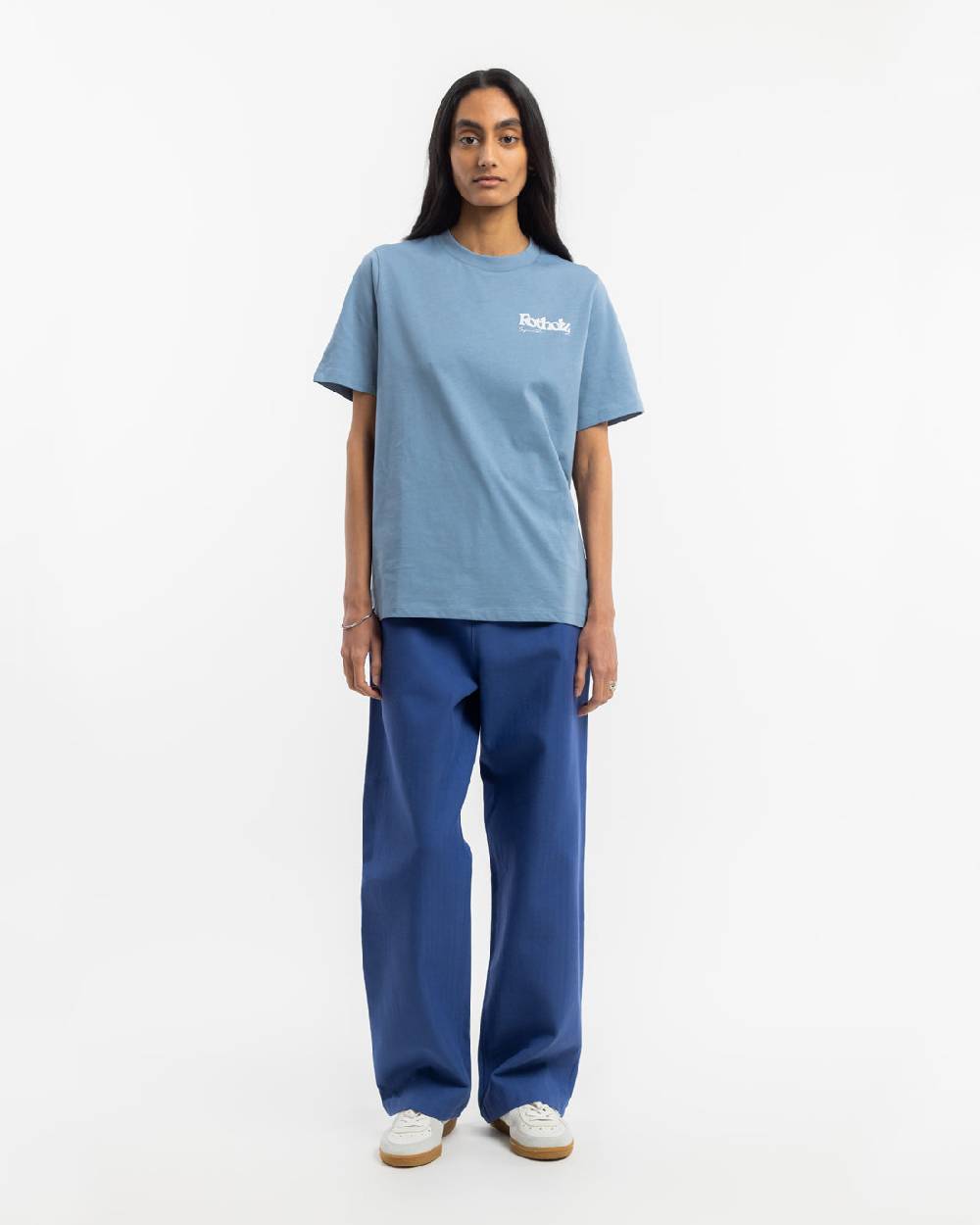 Rotholz Retro Logo T-Shirt Bio Baumwolle - Hellblau Fabrikpreis