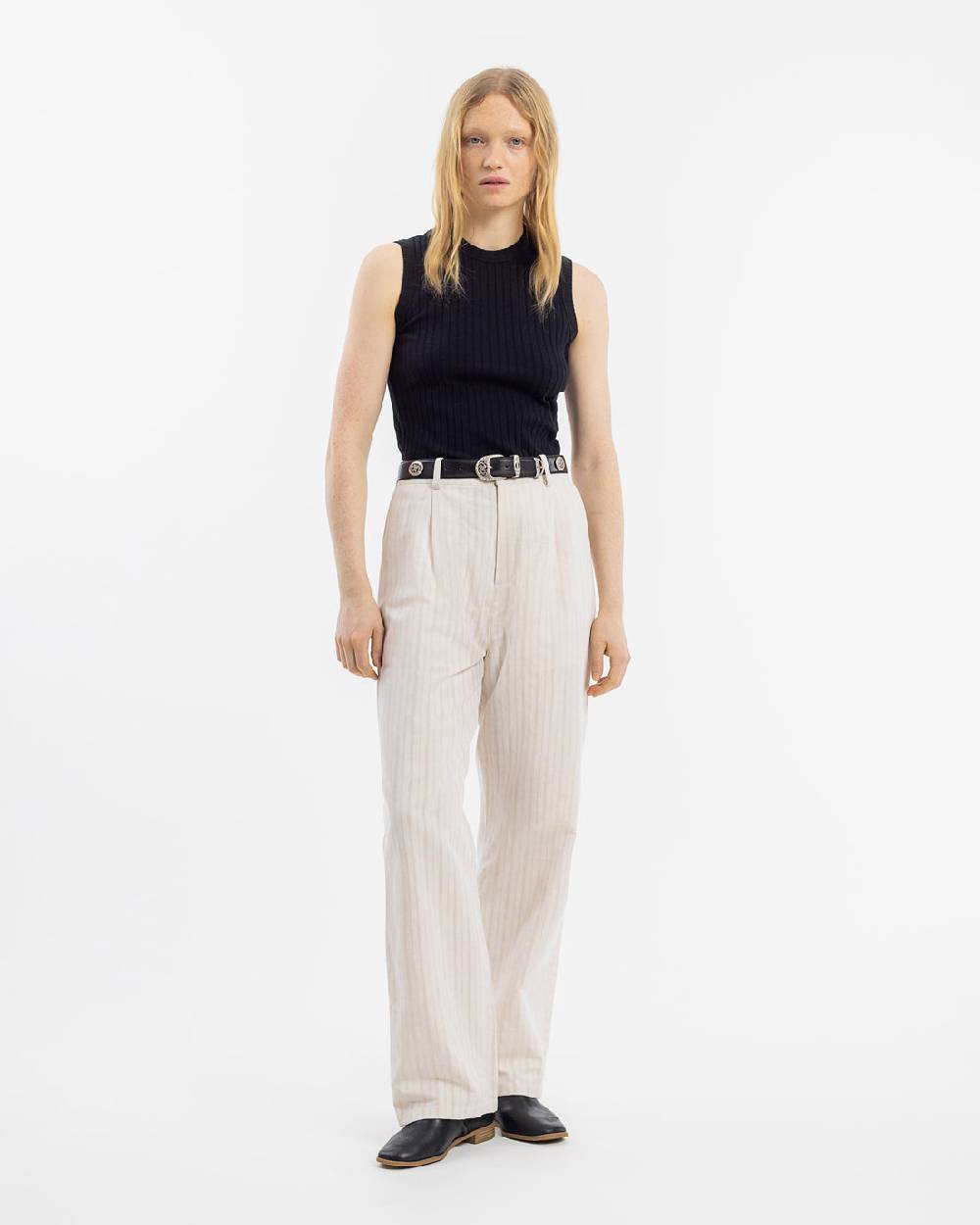 Rotholz High Waist Hose Leinen Mix - Creme Sonderangebot