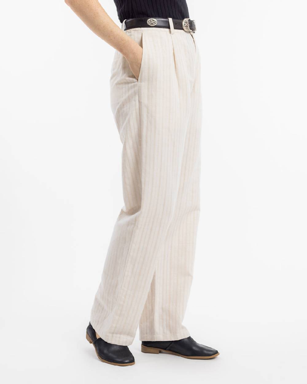 Rotholz High Waist Hose Leinen Mix - Creme Sonderangebot