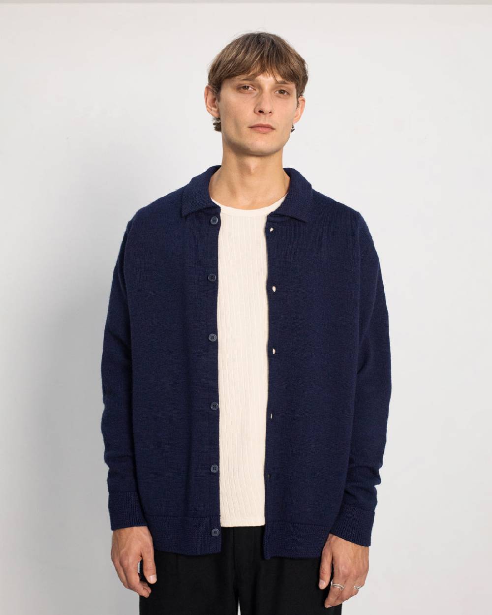 Rotholz Strick Shirt Merinowolle - Blau Preisnachlass