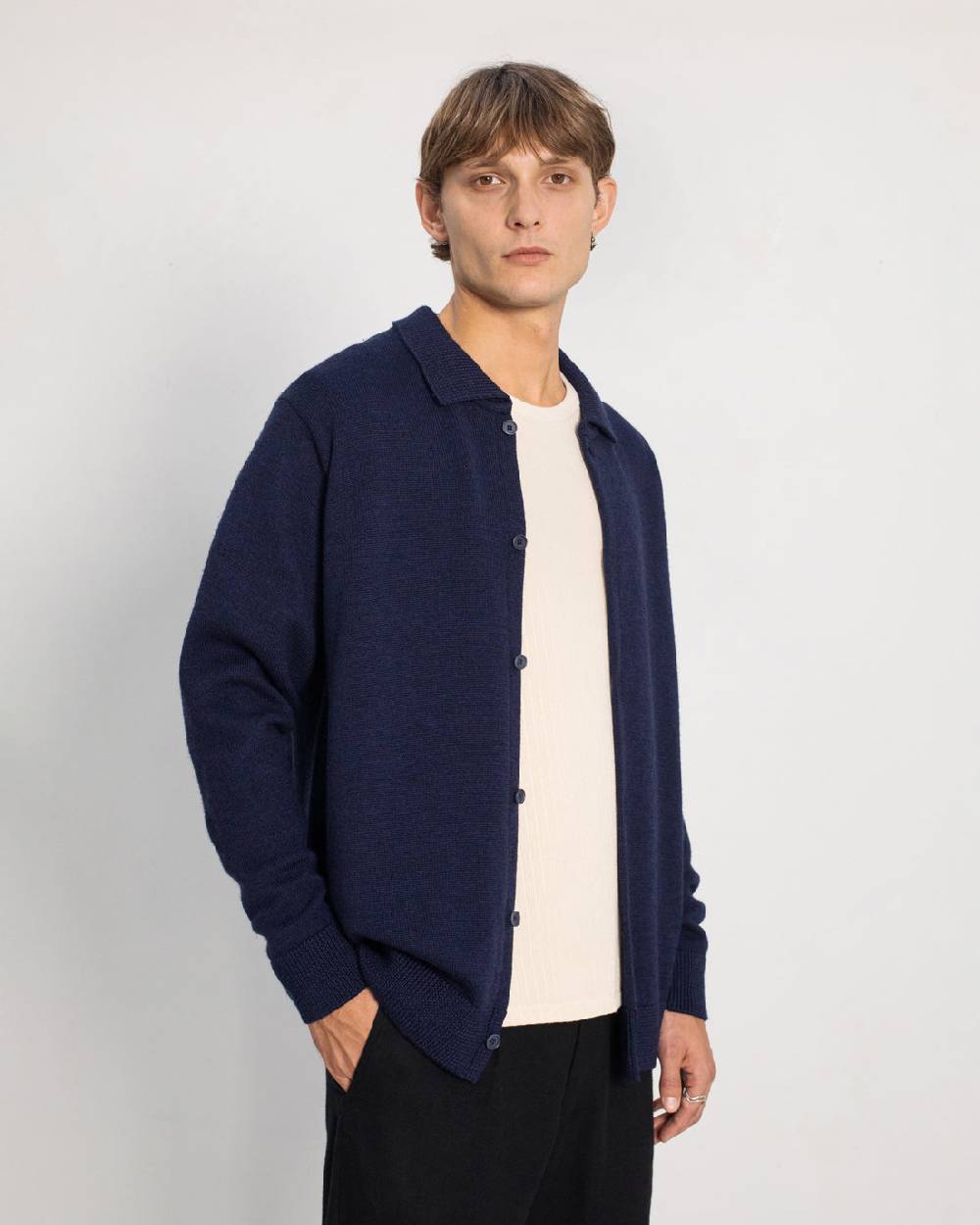Rotholz Strick Shirt Merinowolle - Blau Preisnachlass