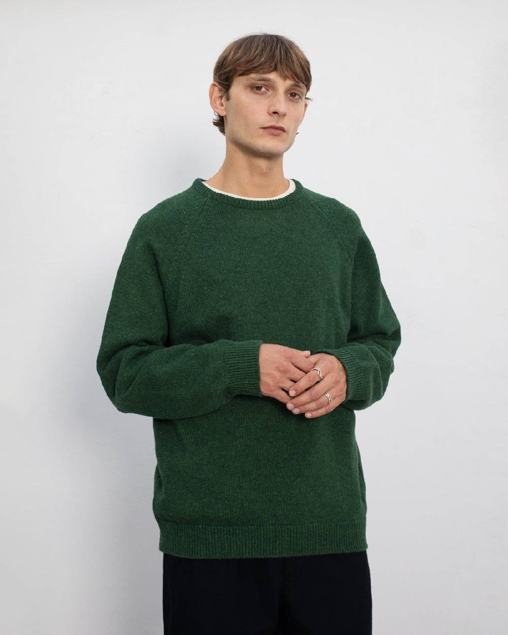 Rotholz Smiley Strickpullover Recycelte Wolle - Grün Top Angebot