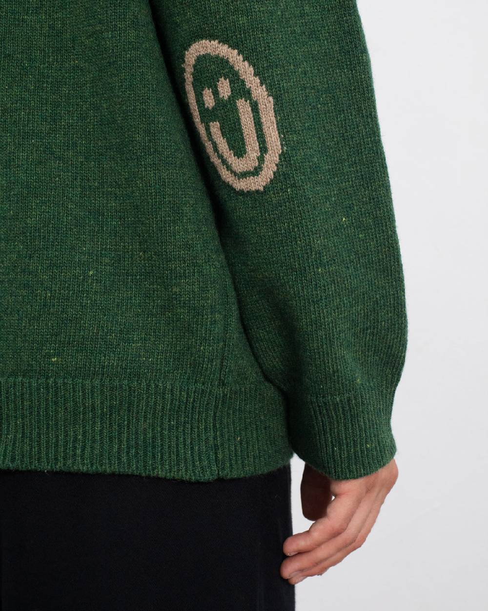 Rotholz Smiley Strickpullover Recycelte Wolle - Grün Top Angebot